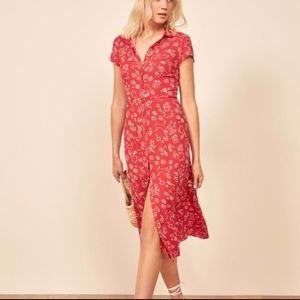 Reformation Wilma Button Front Midi Dress Minoa Print US 4